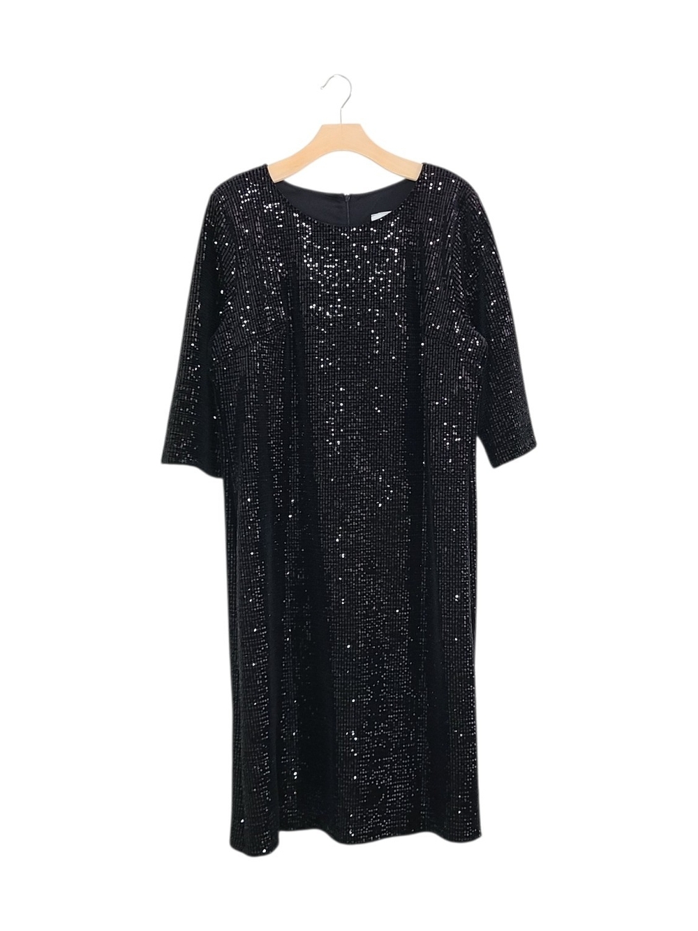 Aspeed Black Full Sequin Midi Dress with Mid Length Sleeve